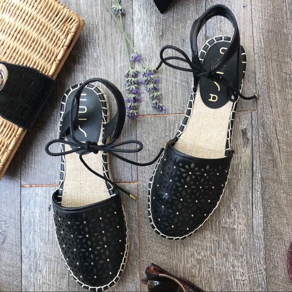 black ankle strap espadrilles